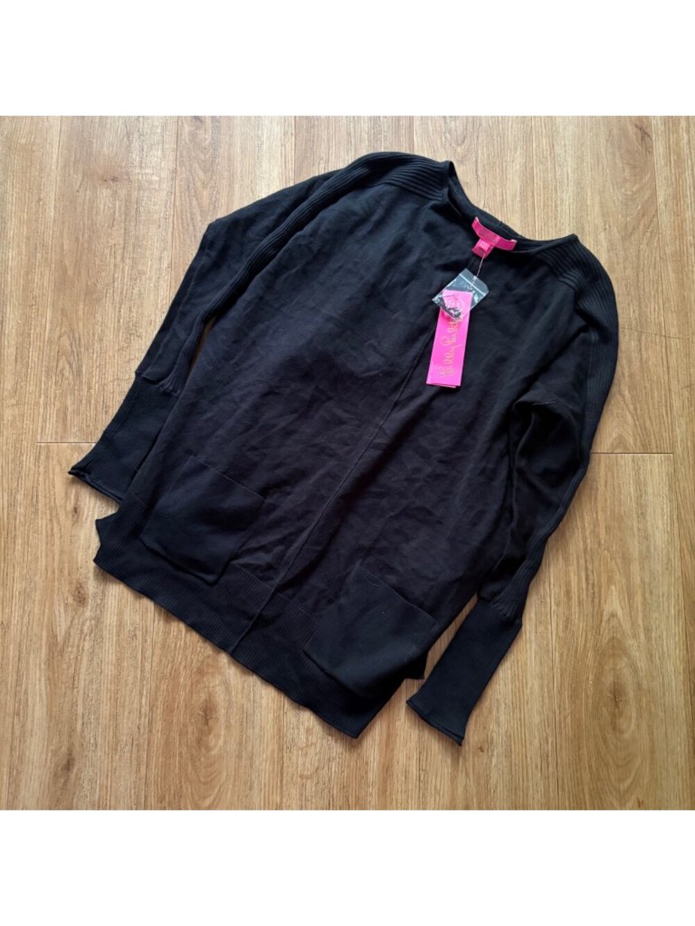 Lilly Pulitzer Joslyn Long Sleeve Scoop Neck Knit Sweater Black NWT Size XXS